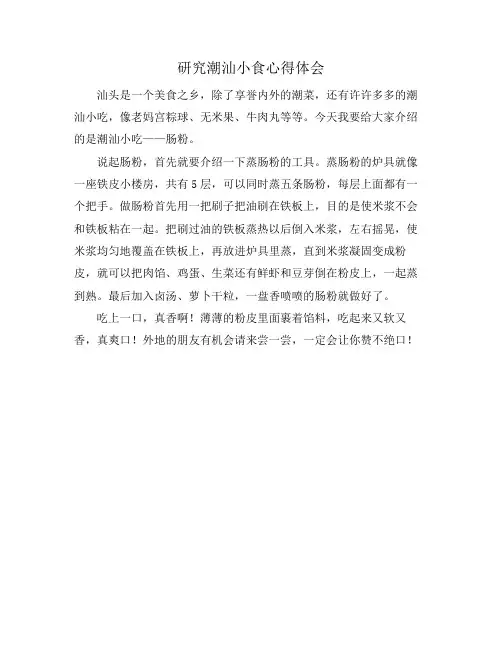 研究潮汕小食心得体会