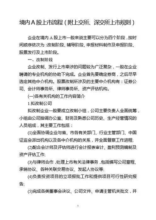 境内A股上市流程(附上交所、深交所上市规则)