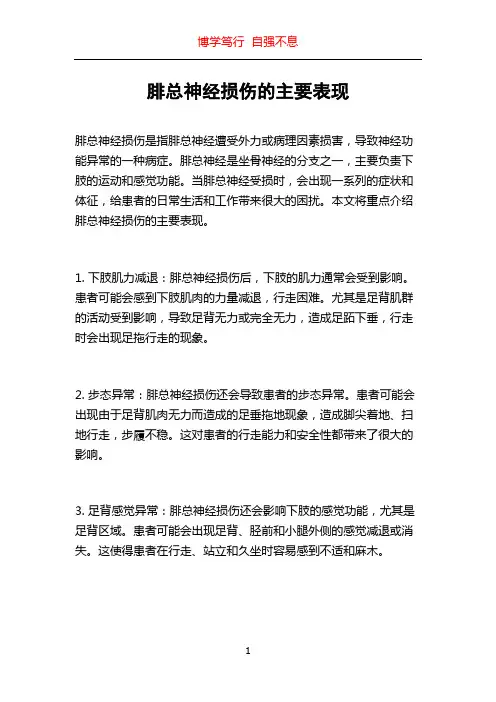 腓总神经损伤的主要表现