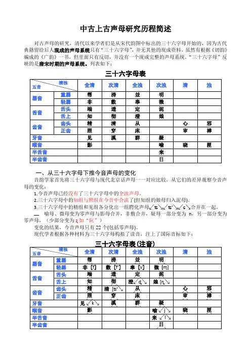古声母的研究历程简述