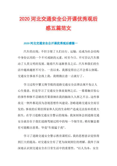 2020河北交通安全公开课优秀观后感五篇范文