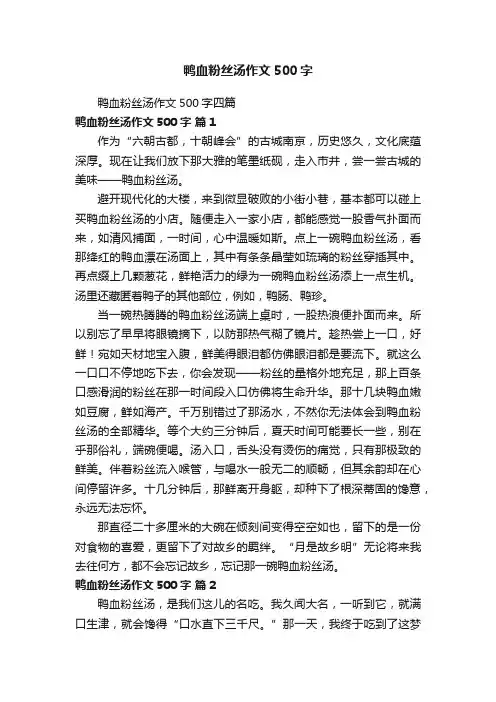 鸭血粉丝汤作文500字