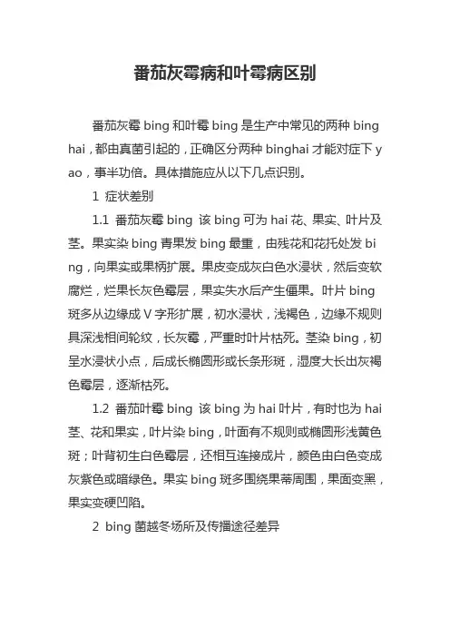 番茄灰霉病和叶霉病区别
