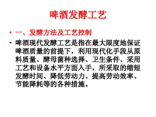 啤酒发酵工艺培训课件ppt