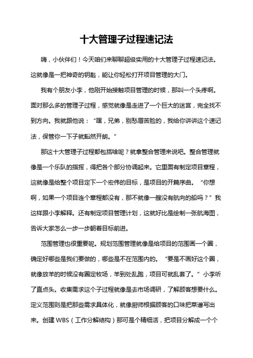 十大管理子过程速记法