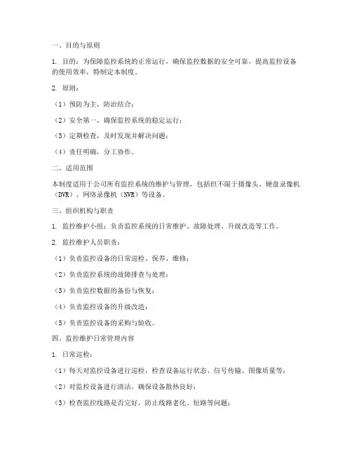 监控维护日常管理制度