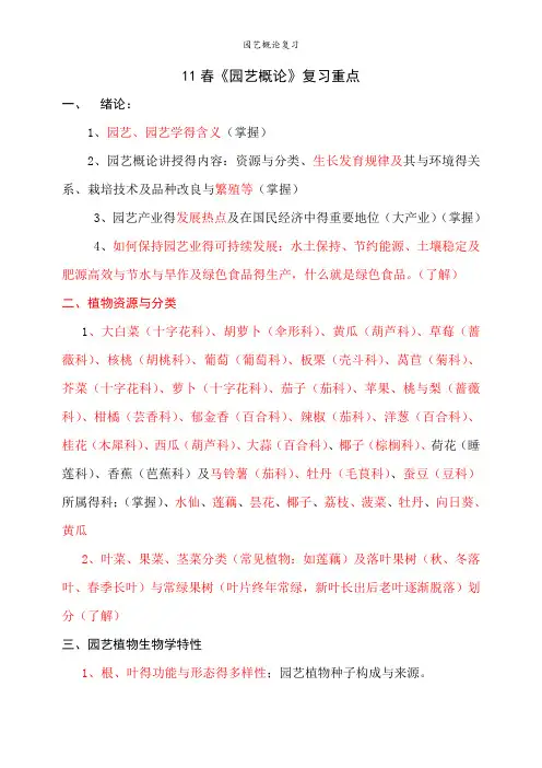 园艺概论复习