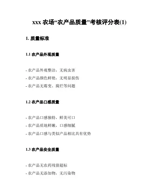 xxx农场“农产品质量”考核评分表(1)