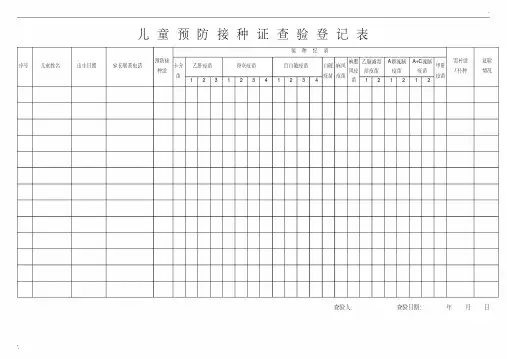 预防接种证查验登记表格模板
