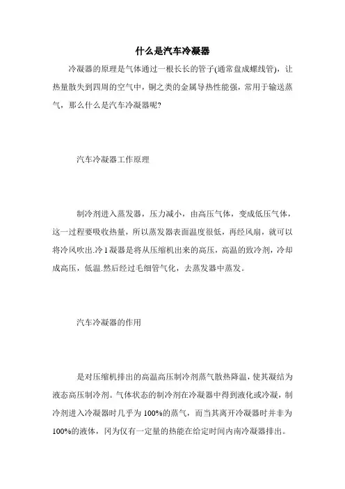 什么是汽车冷凝器
