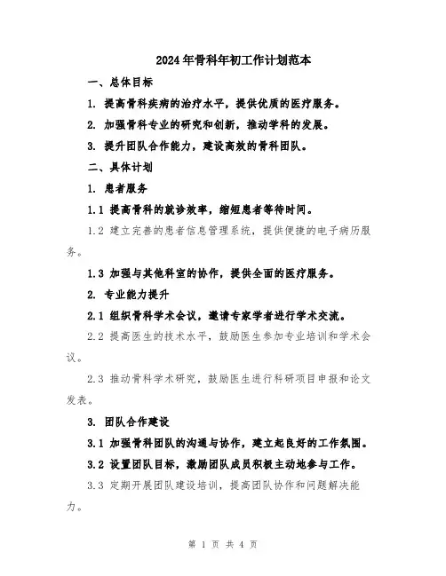 2024年骨科年初工作计划范本