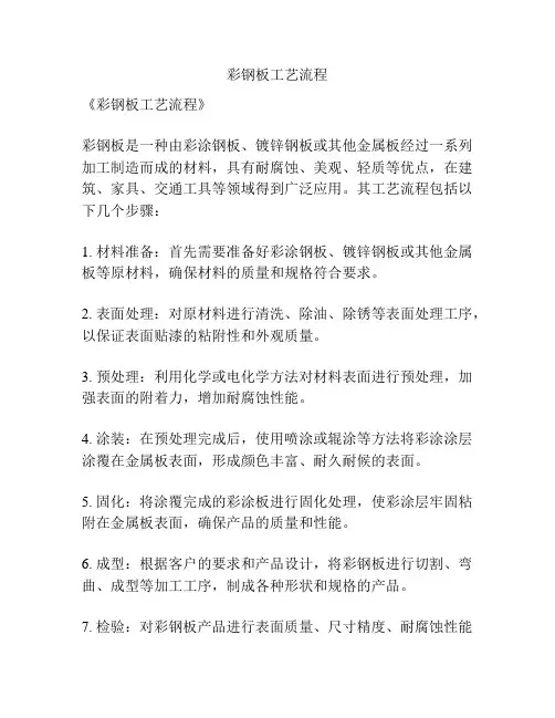 彩钢板工艺流程
