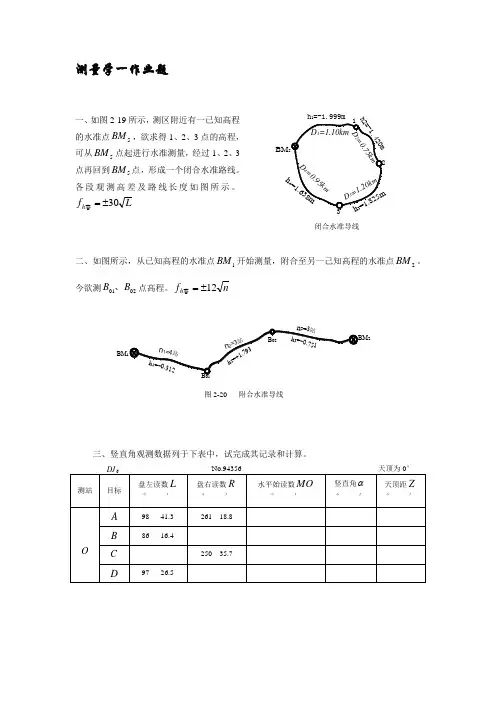 测量学一作业题[1]