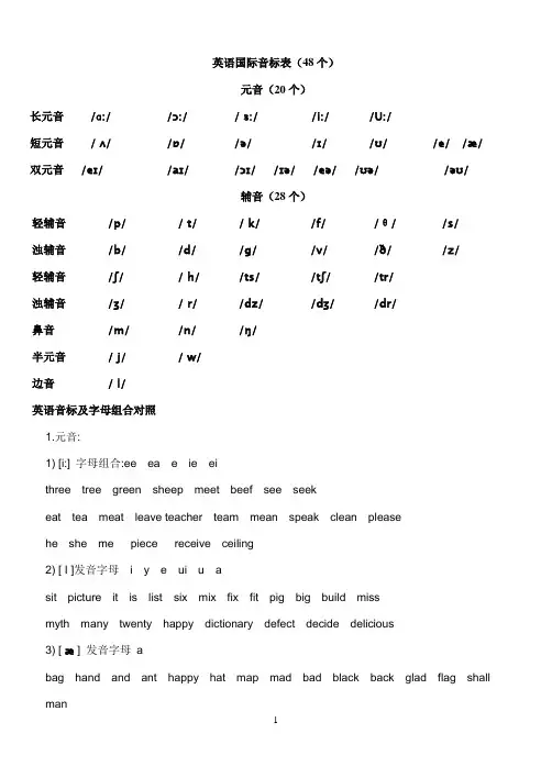 48个英语国际音标表