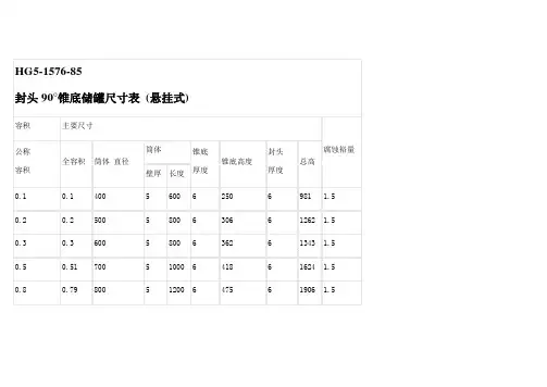 各储罐标准尺寸