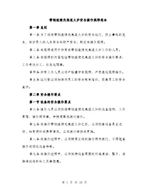 带钢连续光亮退火炉安全操作规程范本