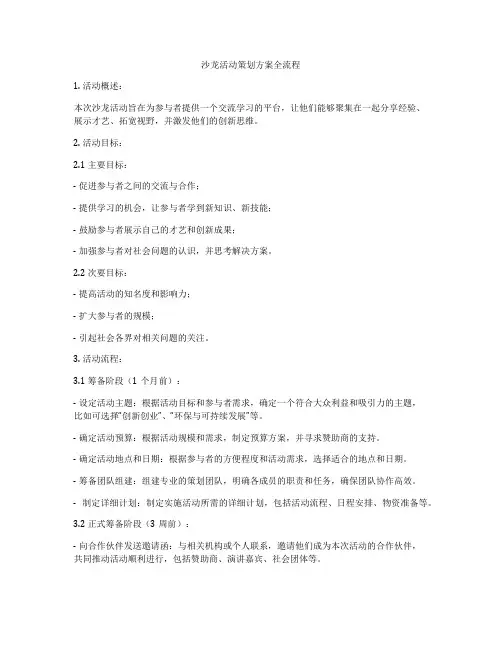 沙龙活动策划方案全流程