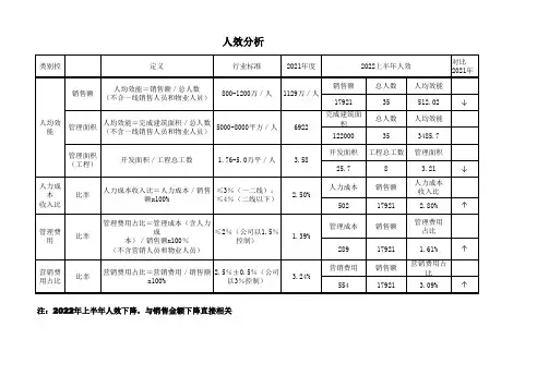 房地产公司人效分析