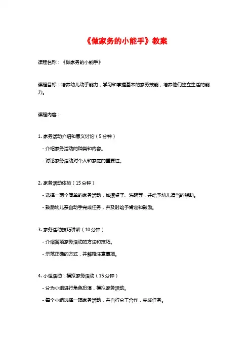 《做家务的小能手》教案