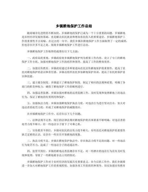 乡镇耕地保护工作总结