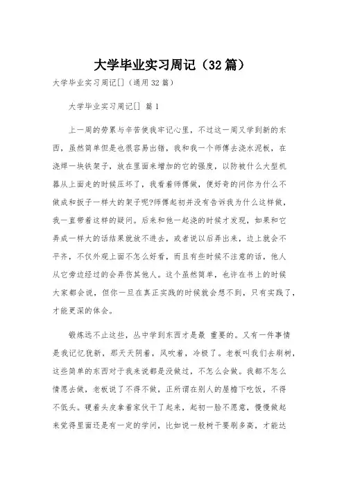 大学毕业实习周记(32篇)