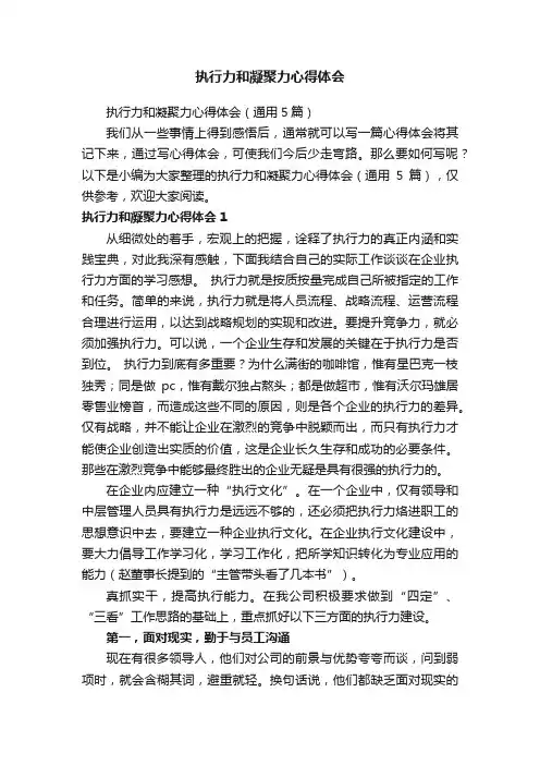 执行力和凝聚力心得体会