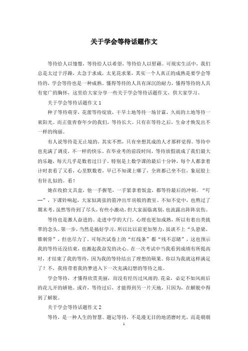 关于学会等待话题作文