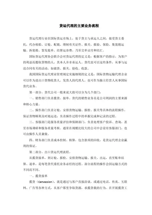 货运代理的主要业务流程