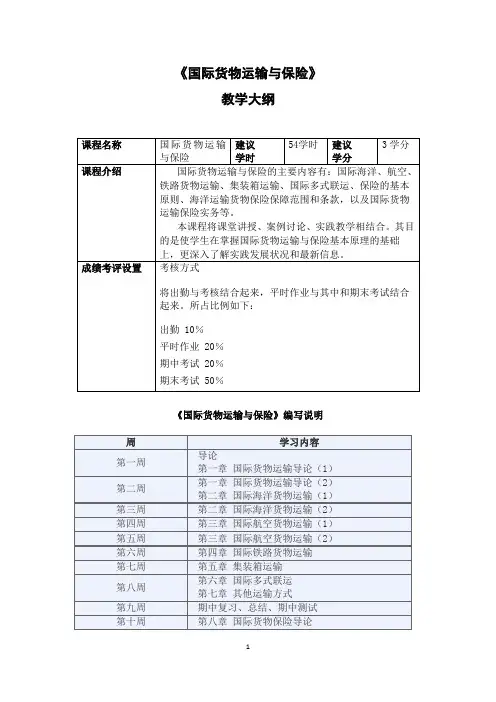 国际货物运输与保险_芸窗资源教学大纲