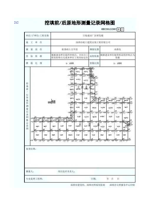 挖填前后原地形测量记录网格图002