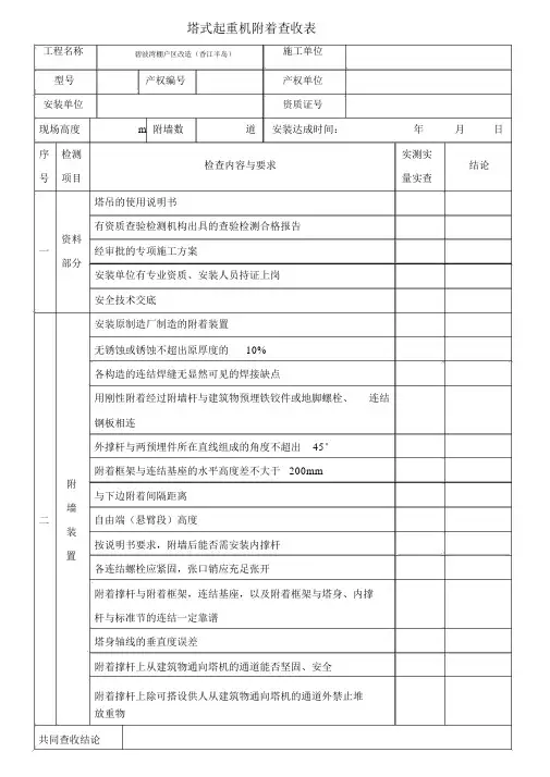 塔吊附着验收记录表