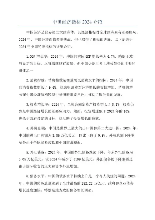 中国经济指标2024介绍
