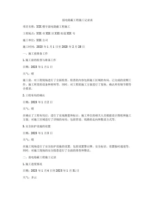 弱电隐蔽工程施工记录表