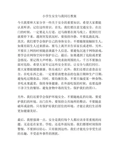 小学生安全与我同行教案