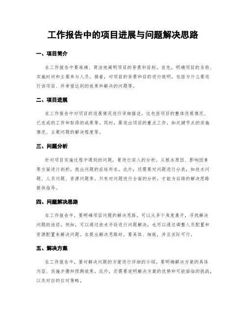工作报告中的项目进展与问题解决思路