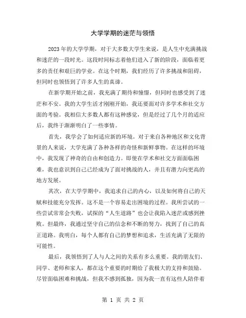 大学学期的迷茫与领悟