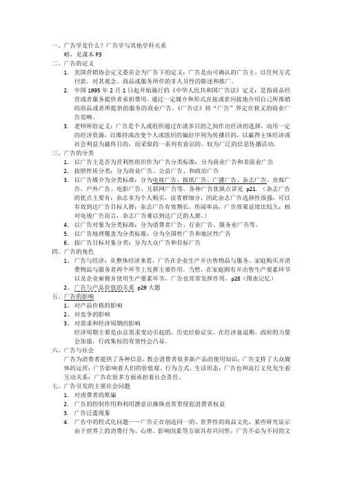 北外广告学概论复习提纲