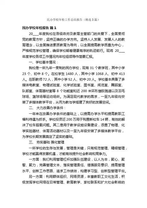 民办学校年检工作总结报告（精选3篇）