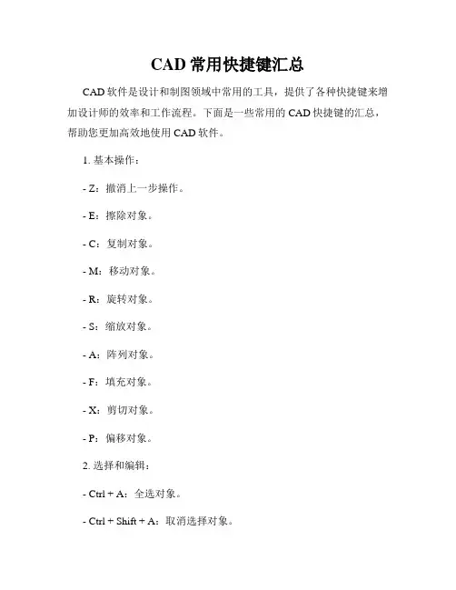 CAD常用快捷键汇总