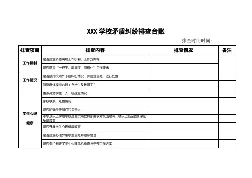 学校矛盾纠纷排查台账
