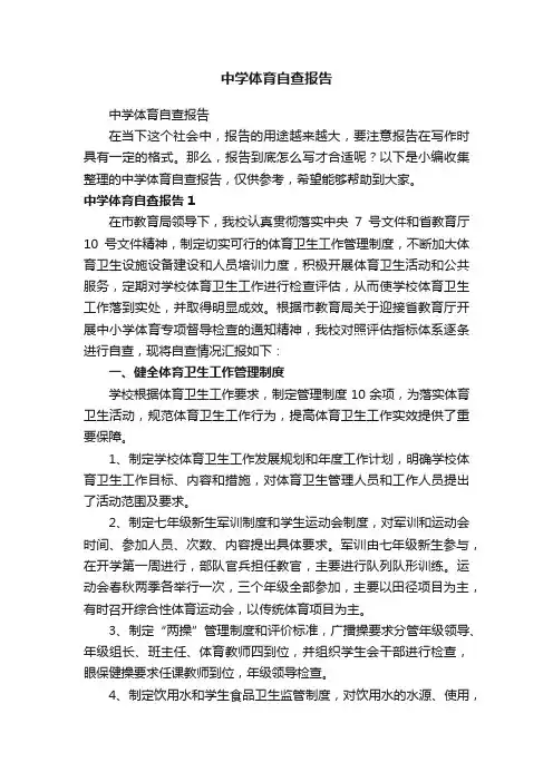 中学体育自查报告