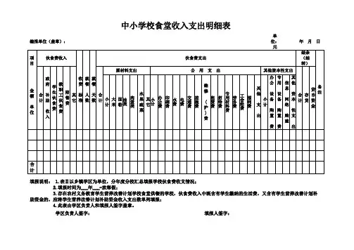 中小学校食堂收入支出明细表