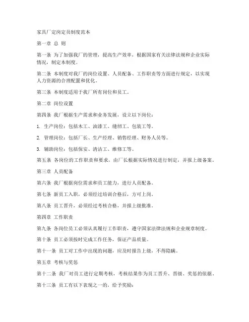 家具厂定岗定员制度范本