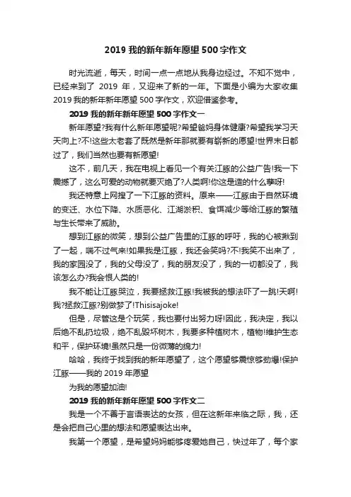 2019我的新年新年愿望500字作文