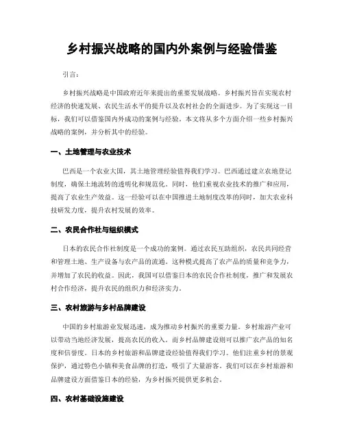 乡村振兴战略的国内外案例与经验借鉴