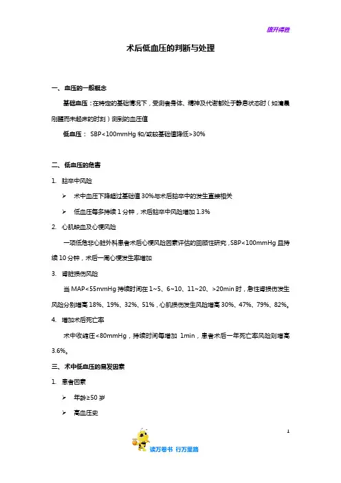 术后低血压的判断与处理——【病例讨论总结】