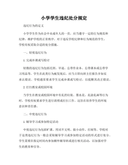 小学学生违纪处分规定