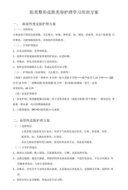 医美整形皮肤美容护理学习培训方案
