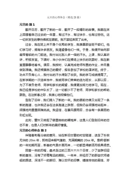 元旦的心得体会（精选28篇）