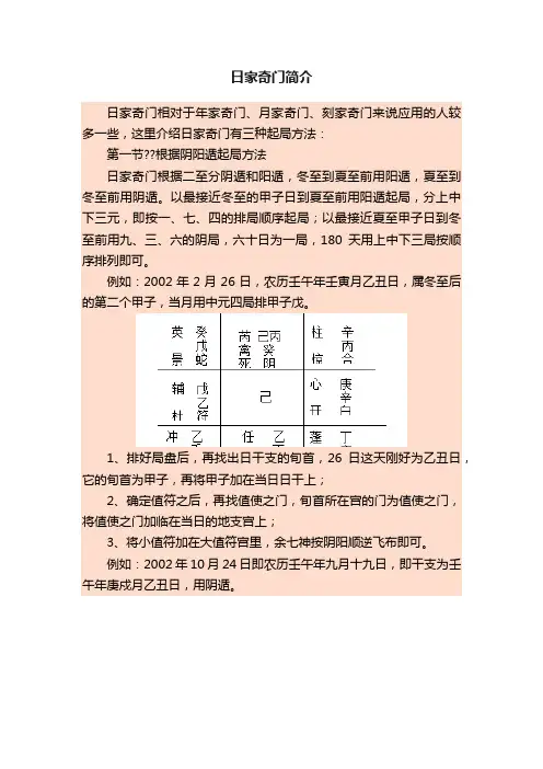 日家奇门简介